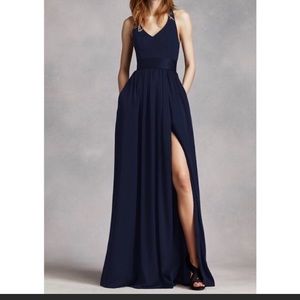 Navy White by Vera Wang Halter Bow Dress